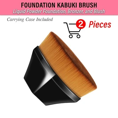 2-Pc Foundation Makeup Brush Kabuki Face Blush Powder Liquid Blender (MB1010x2) - Image 1 of 4