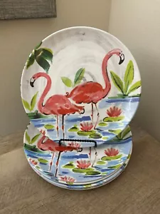 Cynthia Rowley New York Melamin Speiseteller Rosa Flamingos 6er Set Tropical - Bild 1 von 12