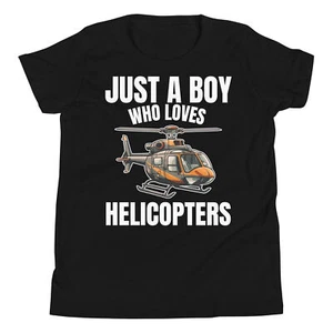 Just A Boy Who Loves Helicopters Aviation Helicopter Lover Youth T-Shirt - Picture 1 of 5