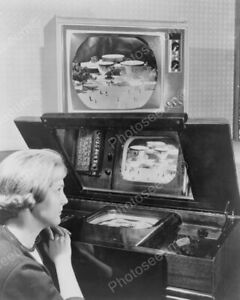 Lady Watching 2 TVs At Same Time 1950s Classic 8 by 10 Reprint Photograph