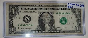 2017 $1 Dollar Bill 98.21% Extremely Cool Serial Number A46446466A (Binary) - Bild 1 von 2