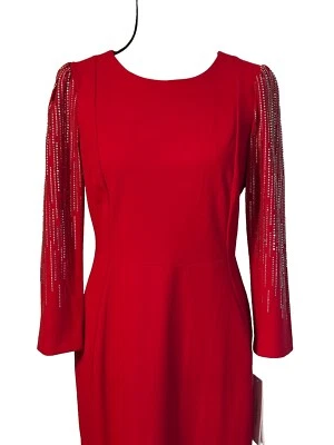 Calvin Klein Women’s Dress 12 Red Long Sleeve Studded - Image 1 of 4