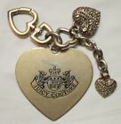JUICY COUTURE GOLD TONE Large HEART CHARM DROP KEYCHAIN Has Wear Missing A Stone