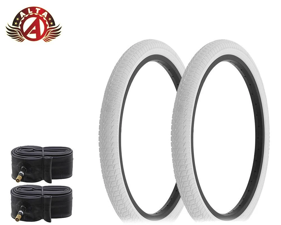 2 Alta Performance BMX BICYCLE Infection FREESTYLE TIRE 20"x 1.75" WHITE W/TUBES - Image 1 of 1