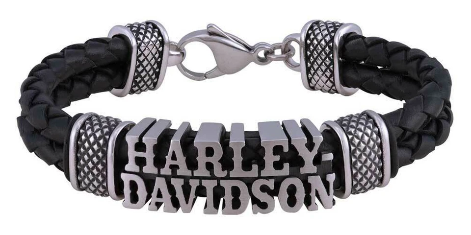 Harley-Davidson Western Style Braided Leather Men's Bracelet 91 / HSB0221 Foto 1 de 1