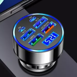 6 Port Car Phone Fast Charger 3.1A USB A C PD Lighter For Samsung iPhone 16 15 - Picture 1 of 11