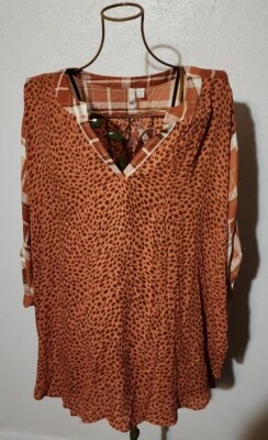 Cato Plaid Accent Blouse ~ Size 26/28W ~ NWT Foto 1 de 4