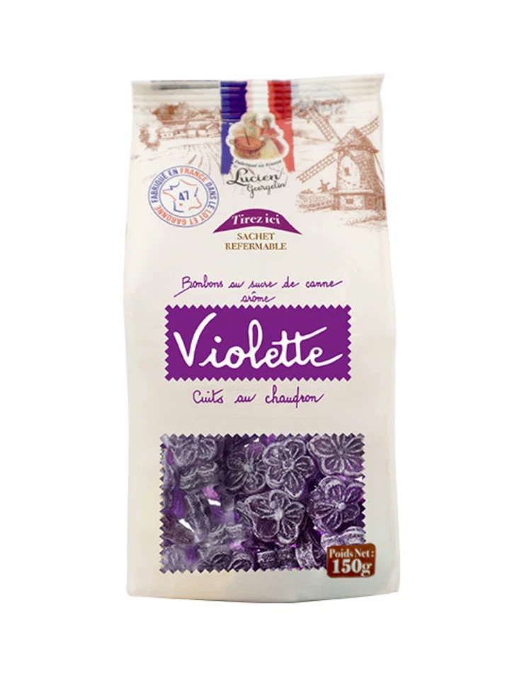 Lucien Georgelin Bonbons Violette le sachet refermable de 150g
