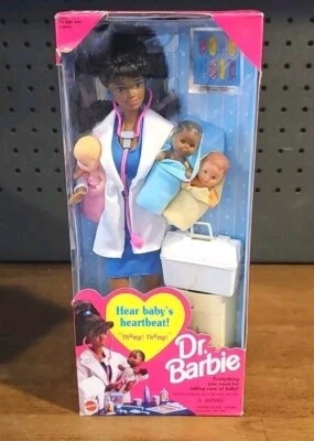 Dr. Barbie 1995 - afroamericana con 3 bebés - Mattel - vintage en caja original Foto 1 de 4