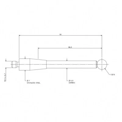 2pcs A-5000-3709 CMM Touch Probe Stem 50mm Length Ball Tips Stylus 6mm - Image 1 of 4