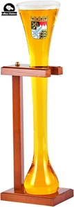 Half Yard Ale Beer Glass 22oz Craft Beer Mug Wood Stand German British Ales - Picture 1 of 12