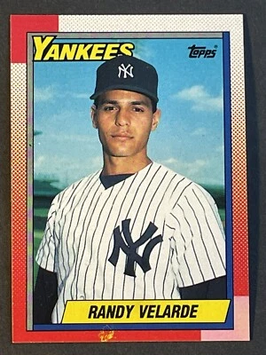 Topps Randy Velarde 1990 raro error de impresión #23 Yankees (nombre negro tinta amarilla) Foto 1 de 4