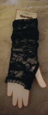 Tick or treat Women's Party Lace Fingerless Mittens Mesh Fishnet Short Gloves  - Image 1 of 4