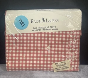 Ralph Lauren Pink Gingham Check Full Flat Irregular 100% Cotton Sheet - Picture 1 of 6