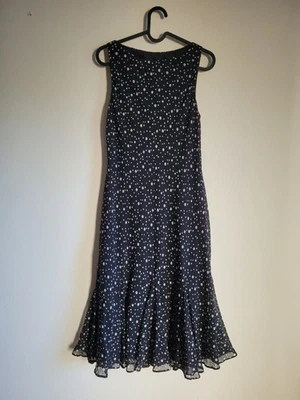 Vestido midi CHAPS negro a lunares sin mangas cuello redondo talla 10 Foto 1 de 3