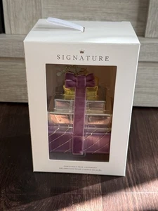 NEW 2024 Hallmark Signature Stack of Gifts Glass and Fabric Ornament B8 - Picture 1 of 2
