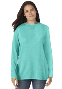 Woman Within Plus Size Waffle Thermal Sweatshirt - Picture 1 of 92