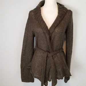 Damen Holz Schiffe Strickjacke mit Gürtel Mohair Wollmischung Braun M/L - Bild 1 von 17