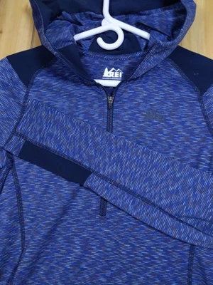 Sudadera con Capucha REI Screeline 1/2 Cremallera Azul Brezo Rendimiento Top Talla M Foto 1 de 4