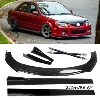 Front Bumper Lip Chin Spoiler Rear Gloss Black For Mazda Protege Body Kit Side Foto 1 de 4