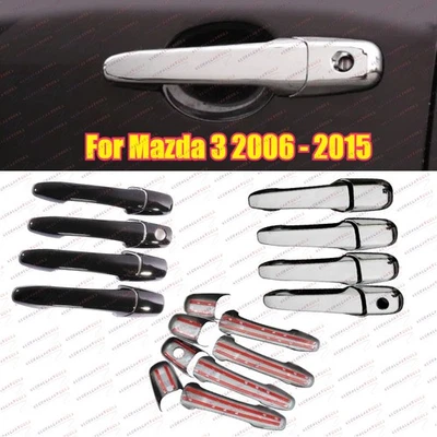 Cubierta de manija de puerta de coche cromada negra 4 piezas para Mazda 3 2006-2015  Foto 1 de 4