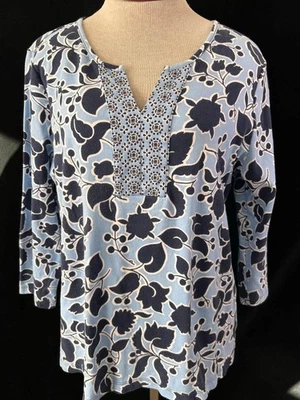 Kim Rogers 针织上衣,尺寸 L 3/4 袖套头棕褐色粉色多色 — 第 1/4 张图片