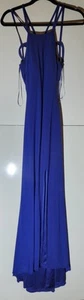 Morgan & Co Womens Royal Blue Formal Maxi Dress with Strappy Open Back Sz 9/10 - Picture 1 of 6