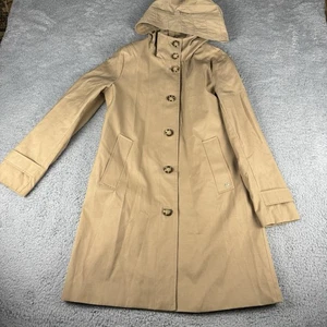 Calvin Klein Women's Trench Coat Hooded Tan Button Up XS Rare - Picture 1 of 13