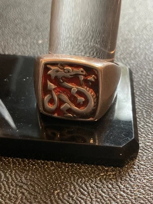 Anillo sello dragón plata esterlina vintage talla 12 Foto 1 de 4