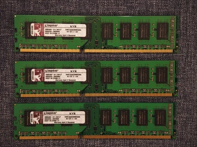 Kingston 6GB (3x 2GB) DDR3 RAM Kit KVR1333D3N9K3/6G, 1333MHz, CL9, guter Zustand - Bild 1 von 2