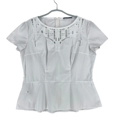 HUGO BOSS Ipalina Elegante Camisa T-Shirt Blanca Talla M - UK:12; IT:44; US:8; - Imagen 1 de 4