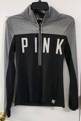 Talla XS ROSA Victoria's Secret Cuarto Cremallera Pullover Chaqueta Atlética Absorbe Pulgares Foto 1 de 4