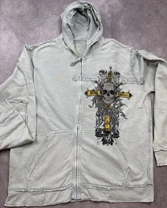 Sudadera con capucha Brad Butter para hombre talla 2XL con cremallera estilo calavera aflicción Y2K - Imagen 1 de 24