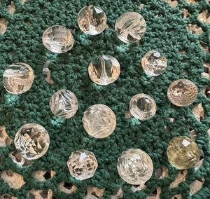 VINTAGE   1800’s  CHUNKY   GLASS   CRYSTAL  Carved   BALL  BUTTONS - - C-39 - Picture 1 of 3