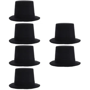  6 pcs Mini Black Tops Hats Miniature Formal Hats Doll Outfits Accessory for DIY - Picture 1 of 12