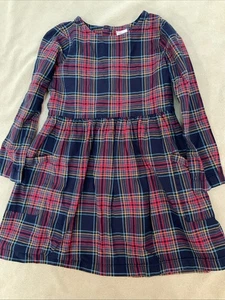 Hanna Andersson Dress Girls 130 Blue Red Plaid - Picture 1 of 3