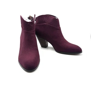 Violet & Red Women's Jackson Lazer Cut Topline Bootie Burgundy Suede Size 7.5 - Picture 1 of 10