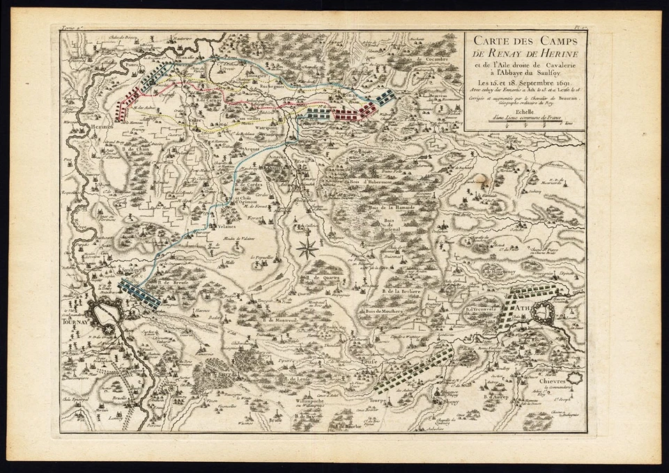 Antique Map-BATTLE-ATH-RENAY-BELGIUM-TOURNAI-DOORNIK-HERINE-AAT-Beaurain-1776 - Image 1 of 1
