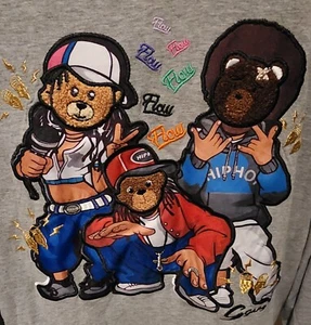 NEW Bleecker & Mercer RARE LongSleeve T-Shirt 3D HIP HOP Fuzzy TeddyBears 2X NwT - Picture 1 of 11