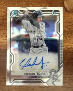 Autografo 2021 Bowman Chrome Prospect Ezequiel Tovar - RC - AUTO - ROOKIE - Foto 1 di 2