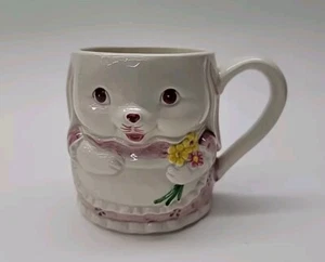 Otagiri Japan Vintage Bunny Rabbit Mug Pink Creme Hand Crafted & Painted Easter - Picture 1 of 8