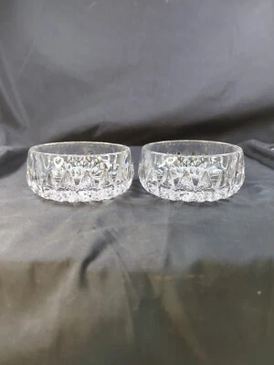 Pair Gorham Full Lead Crystal 4.5" D Bowls Althea Collection Unique Diamond Tear - Image 1 of 4