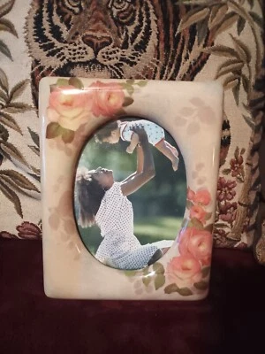 Peach roses 相框,椭圆形照片开口。 — 第 1/4 张图片