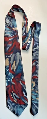 Corbata Town Craft Para Hombre Granate Rojo Gris Azul Beige Estampado Abstracto 56"x 3.75" Foto 1 de 4