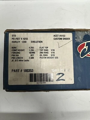J.E. Pistons Harley Davidson 4.255 Bore 1.265 comp height 927 pin no rings - image 1 of 2