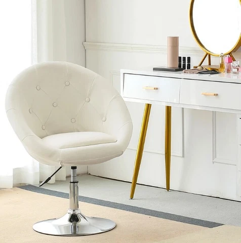 NEW  White Vanity Luxury Swivel adjustable Lounge Chair FREE SHIPPING Cover