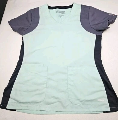 Grey's Anatomy Active Scrub Top Womens Size Medium Green Gray Pit To Pit 20in  - Image 1 of 4