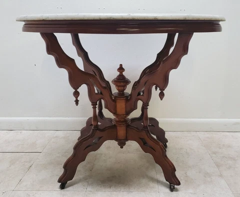 Antique Victorian Spider leg Marble Top Side accent Table 19th Century Cover