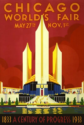 CHICAGO 1933 WORLD'S FAIR ADVERTISING POSTER - Image 1 of 2