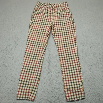 Free People Pants Women 27 27x26 Plaid Cropped Print Mini Flare Light Pull On - Image 1 of 4